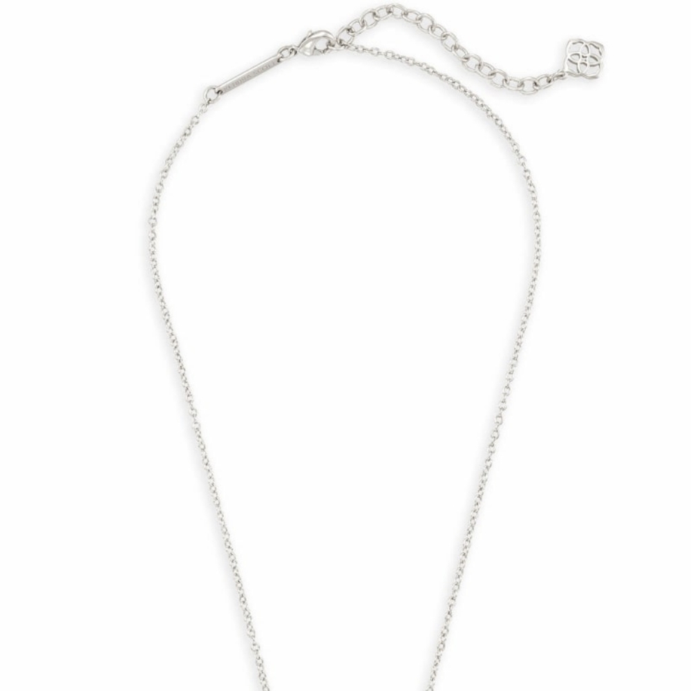 NEW Kendra Scott Elisa Pendant Necklace in Rhodium Steel Gray Drusy - Picture 4 of 6